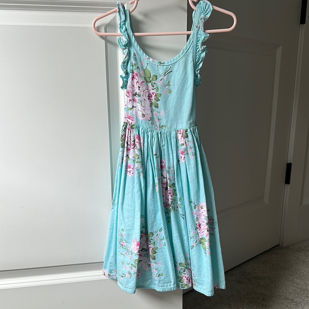 Makena Lane Floral Kids Dress in Blue